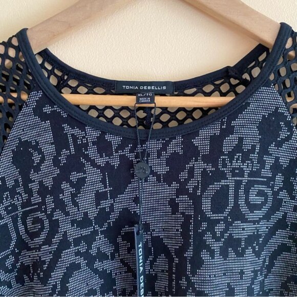 Tonia Debellis Tunic Womens XL Black Knit Mesh Long Sleeve High Low Lagenlook - Picture 5 of 15